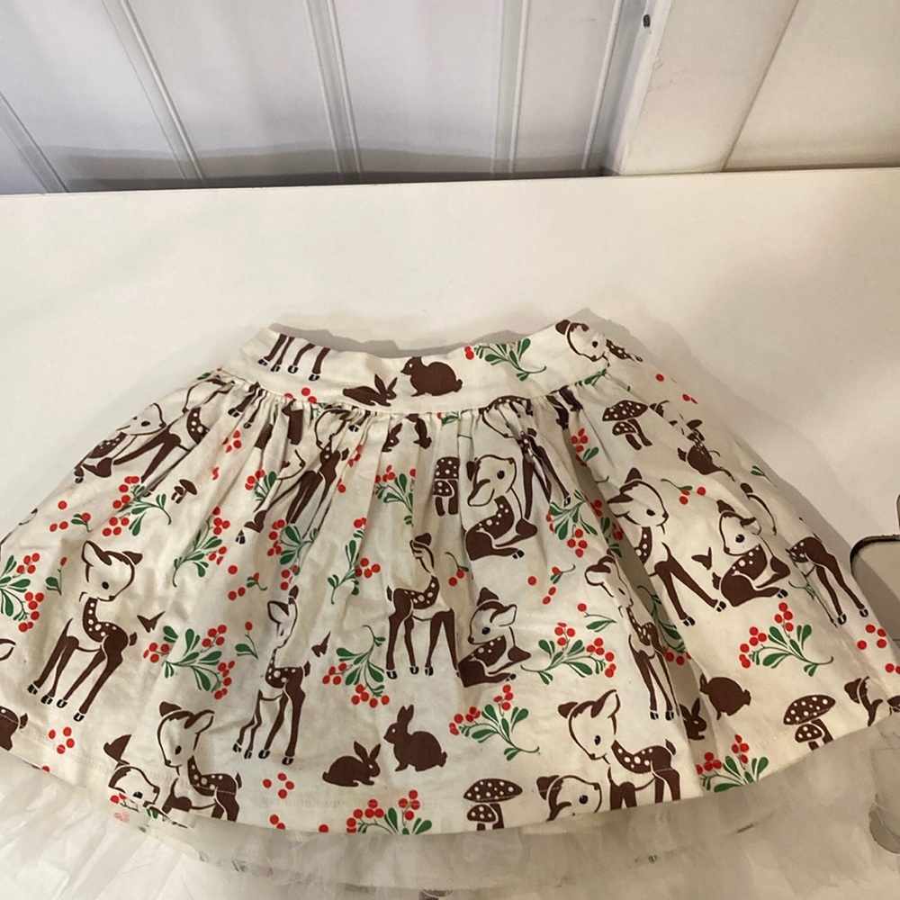 Fiveloaves Twofish boutique girls skirt 5T cherry deer